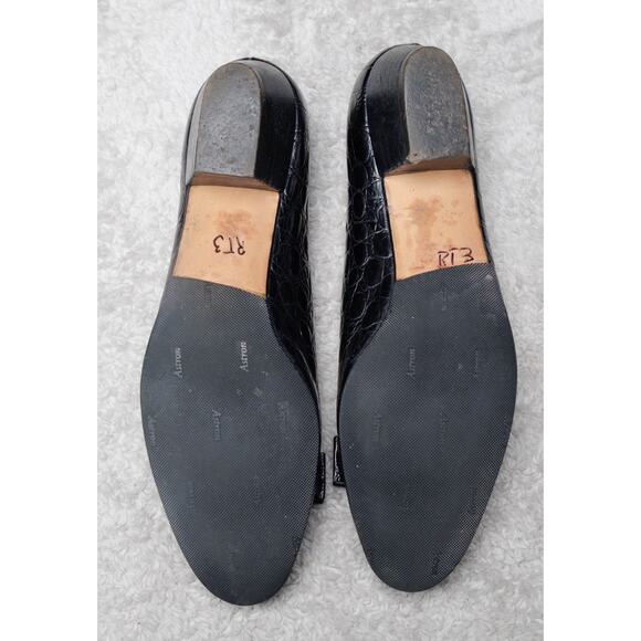 Salvatore Ferragamo Vara Black Croc Embossed Bow Leather Pumps Classic Womens 8 - Picture 5 of 14